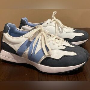 New Balance White and Blue Athletic Shoes
